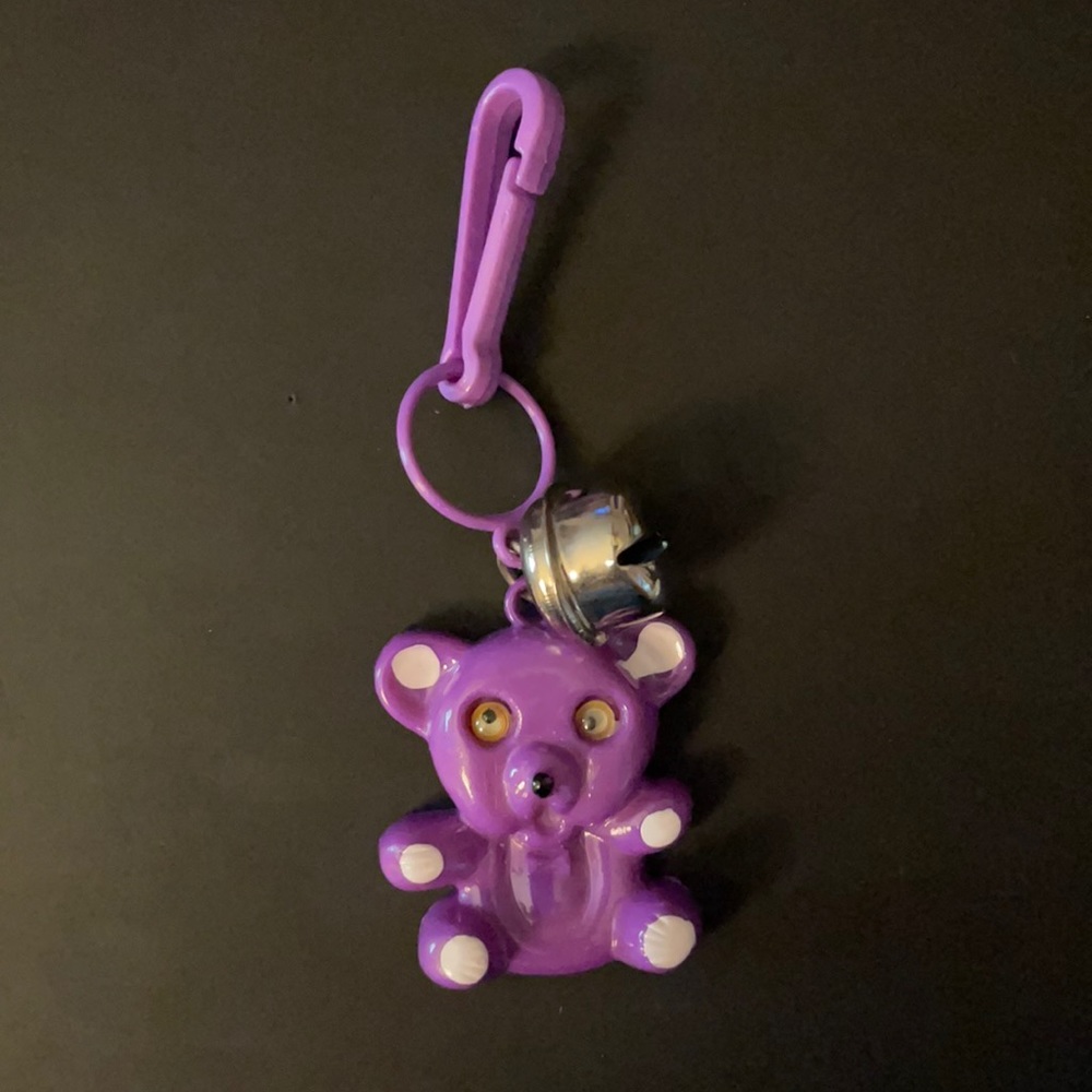 Vintage Bell 🔔 Charm Purple Teddy Bear 🧸